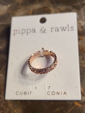 Pippa & Rawls Rose Gold Heart Eternity Cubic Zirconia Band Size 7